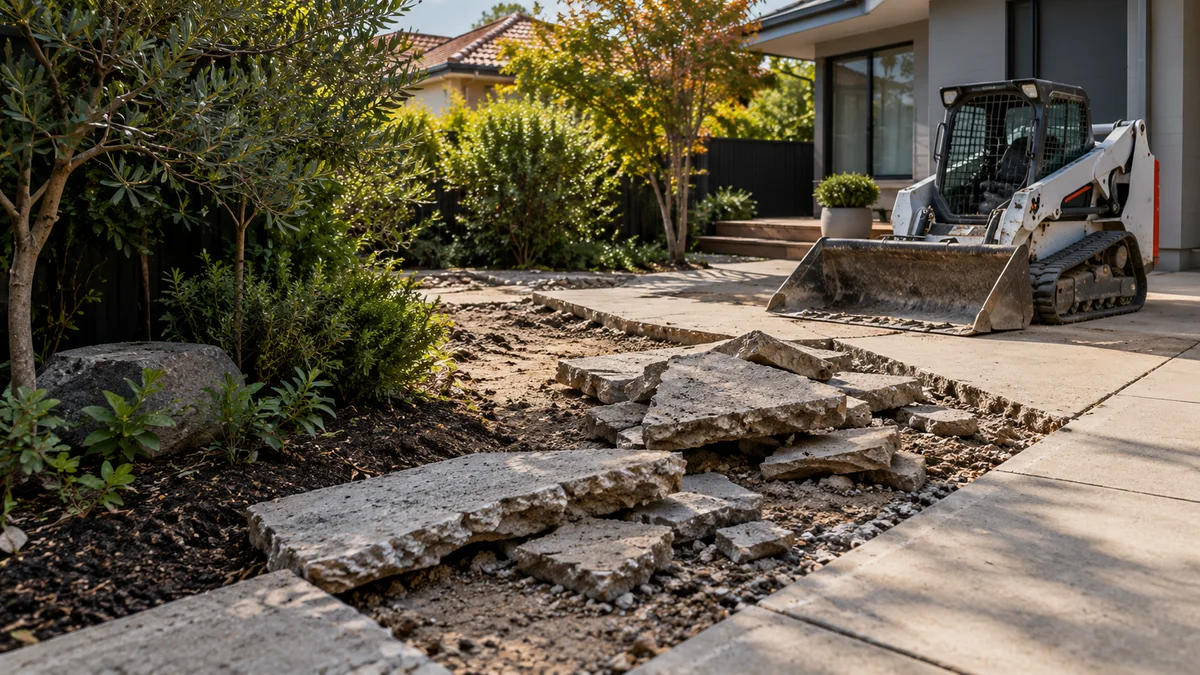 Illustration of concrete removal in an Australian residential setting