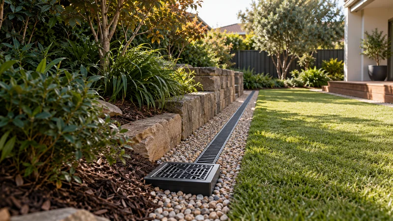 Illustration of land drainage in an Australian residential setting